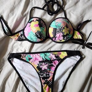 Floral Bikini Set with Tropical Print